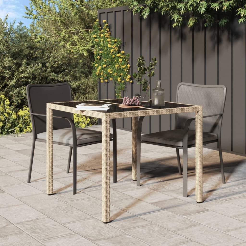 Tuintafel Gehard Glas En Poly Rattan