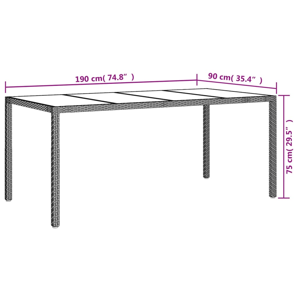 Tuintafel 90X90X75 Cm Gehard Glas En Poly Rattan