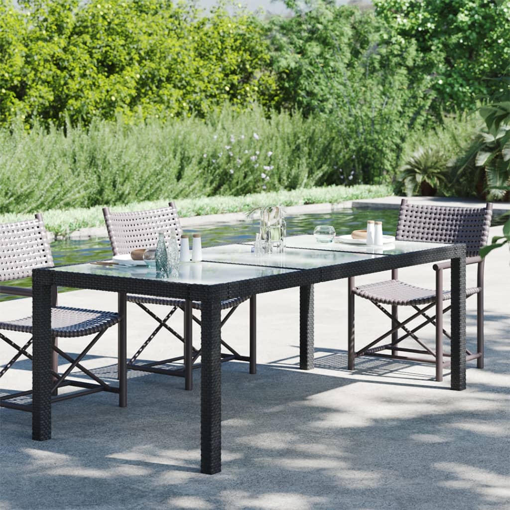 Tuintafel 90X90X75 Cm Gehard Glas En Poly Rattan