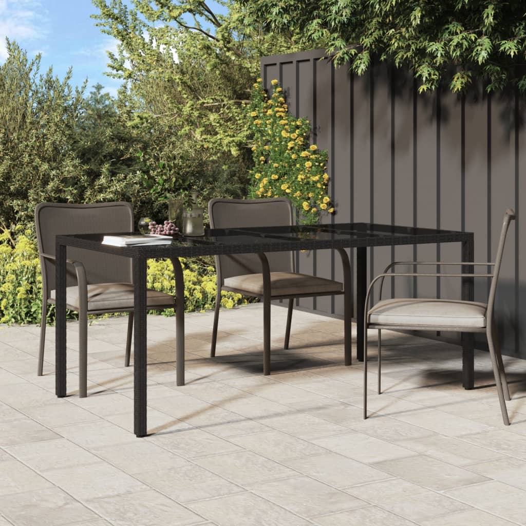 Tuintafel 90X90X75 Cm Gehard Glas En Poly Rattan