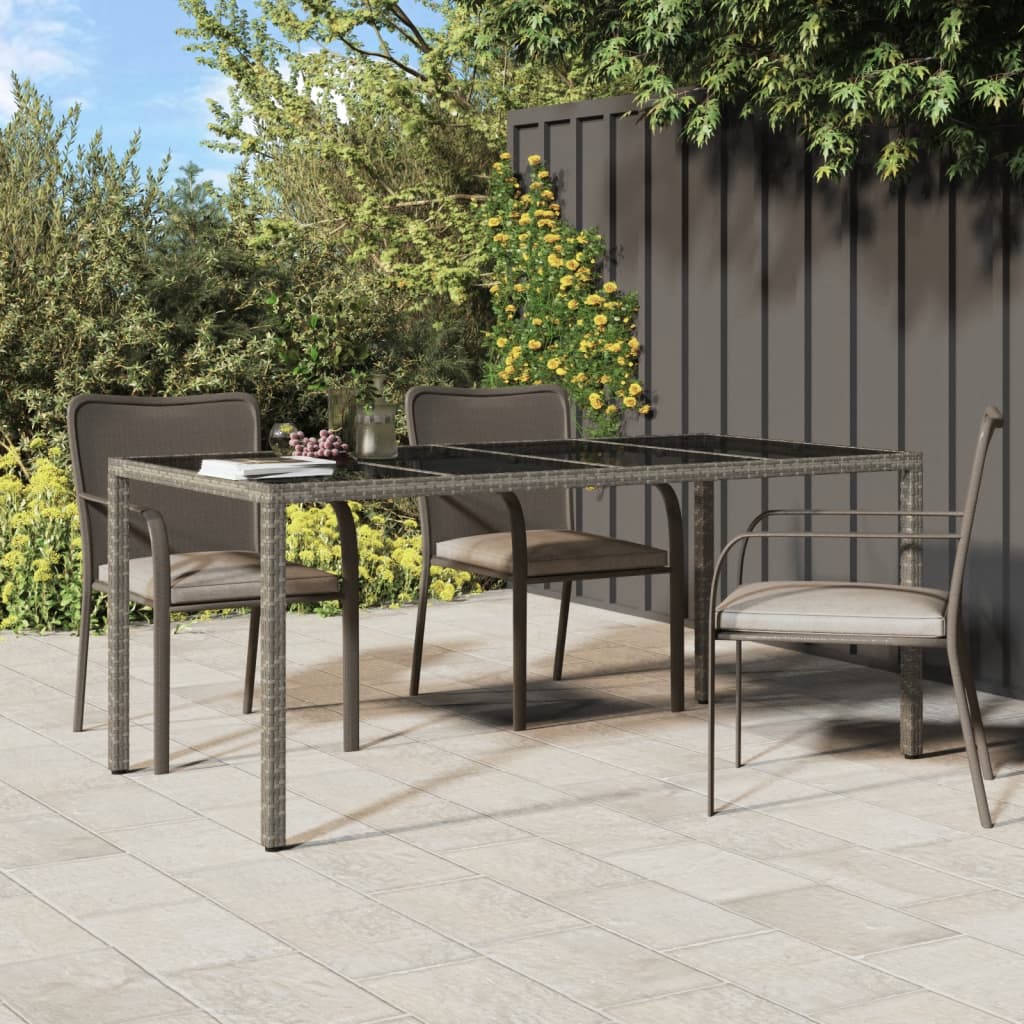 Tuintafel 90X90X75 Cm Gehard Glas En Poly Rattan