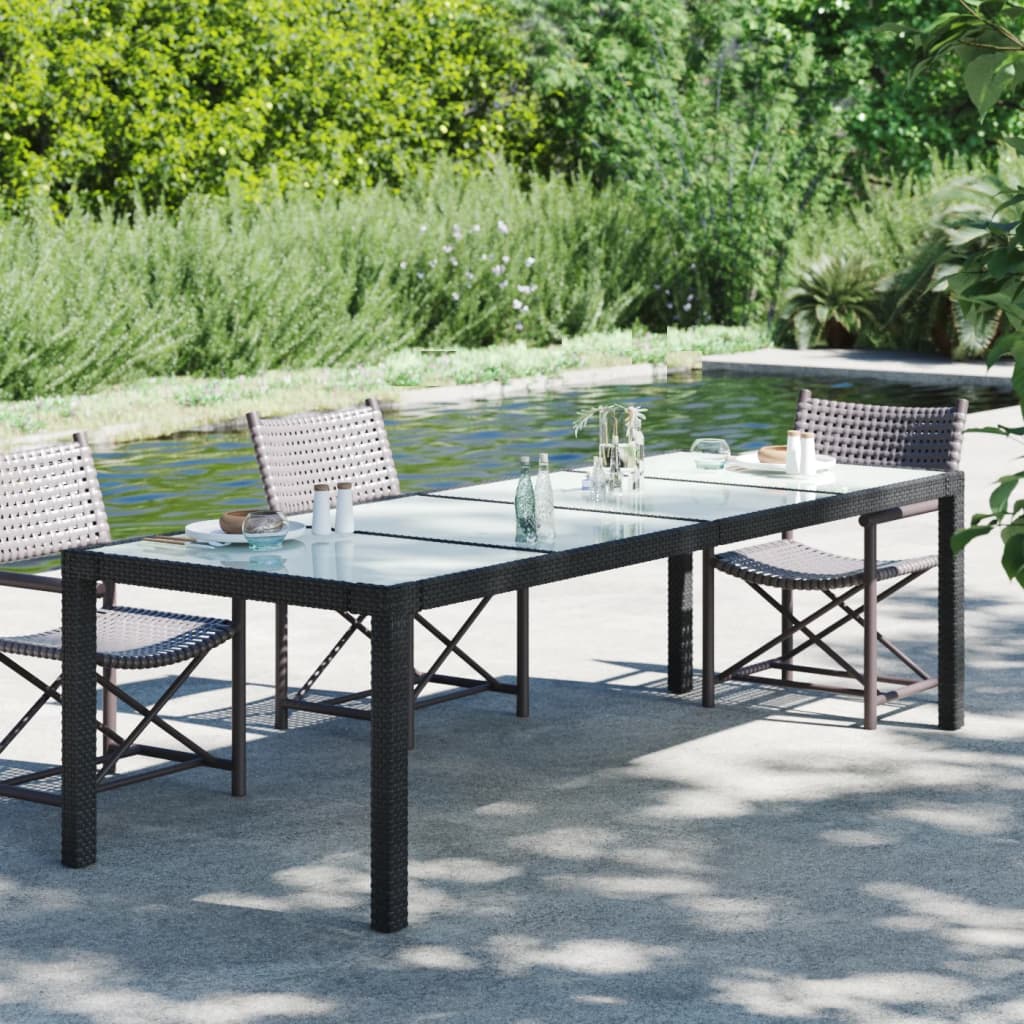 Tuintafel 250X00X75 Cm Gehard Glas En Poly Rattan