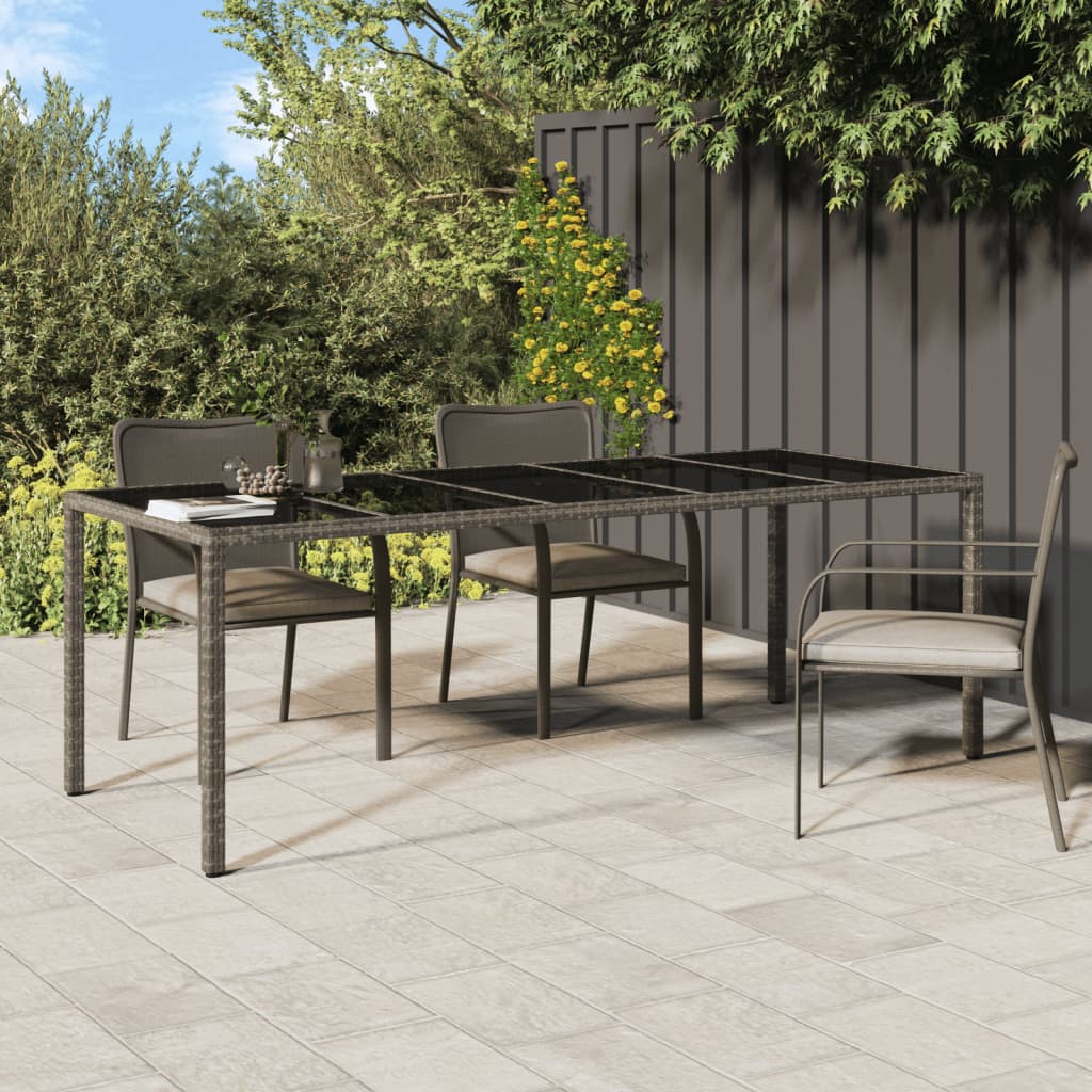 Tuintafel 250X00X75 Cm Gehard Glas En Poly Rattan