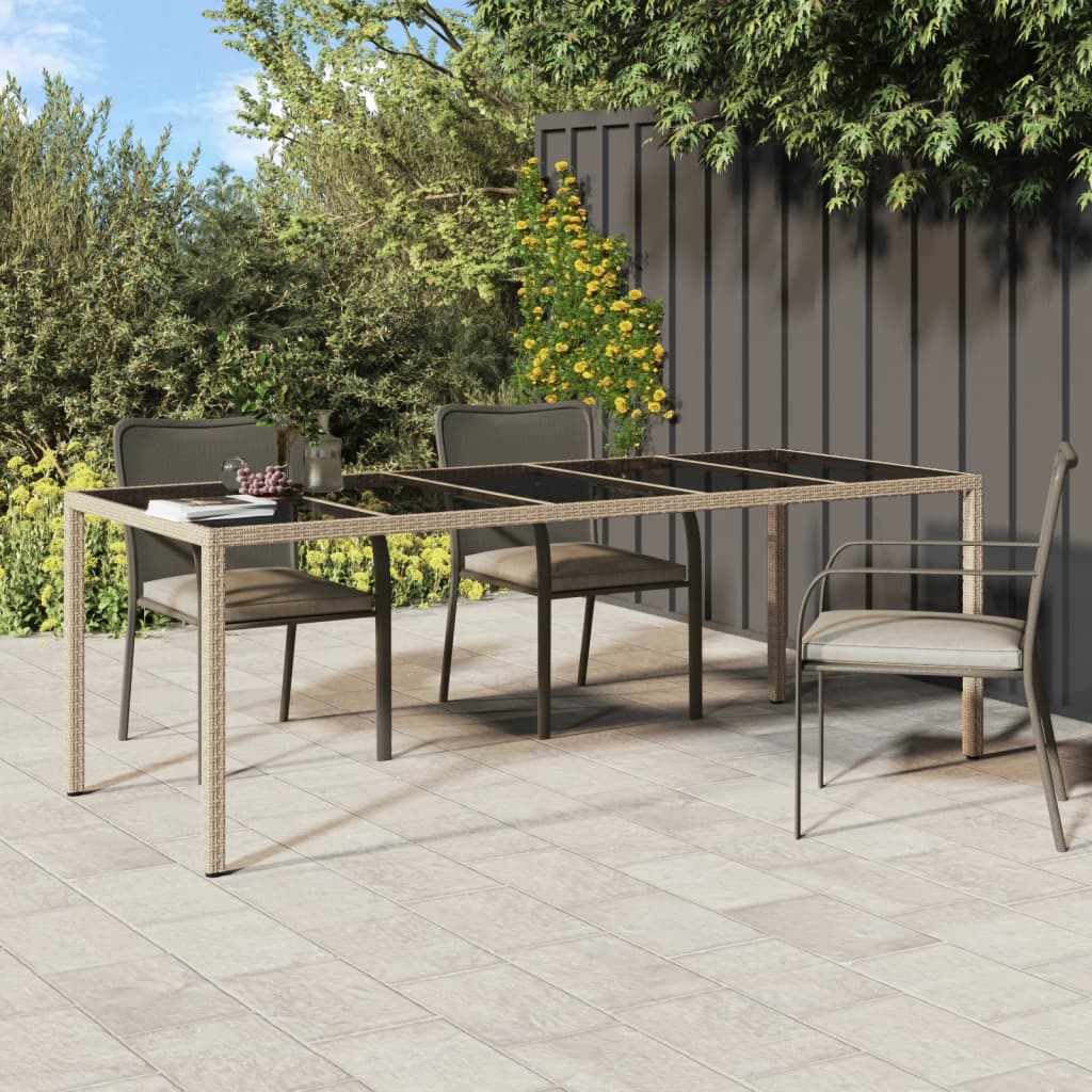 Tuintafel 250X00X75 Cm Gehard Glas En Poly Rattan