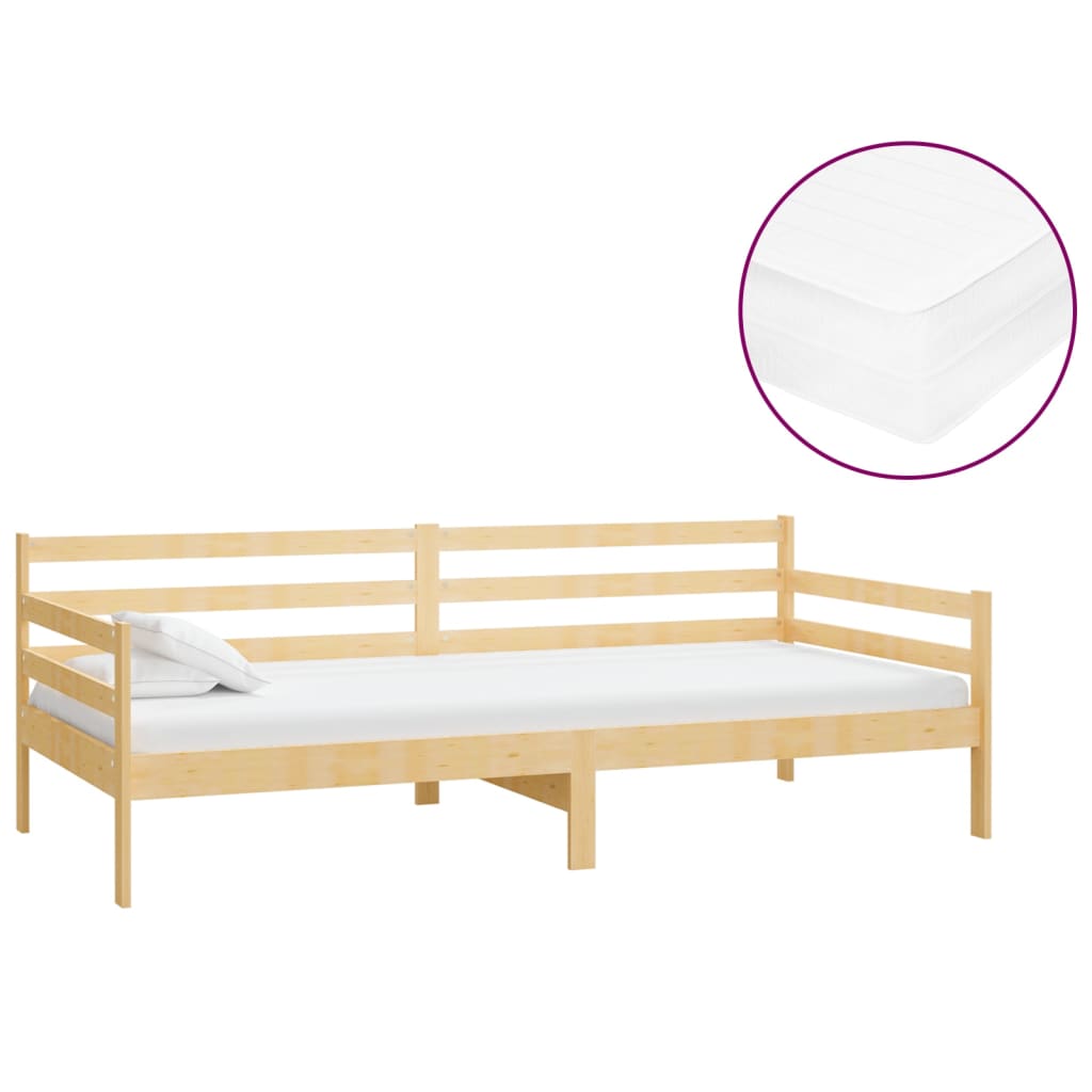 Slaapbank Met Matras Massief Grenenhout 90X200 Cm