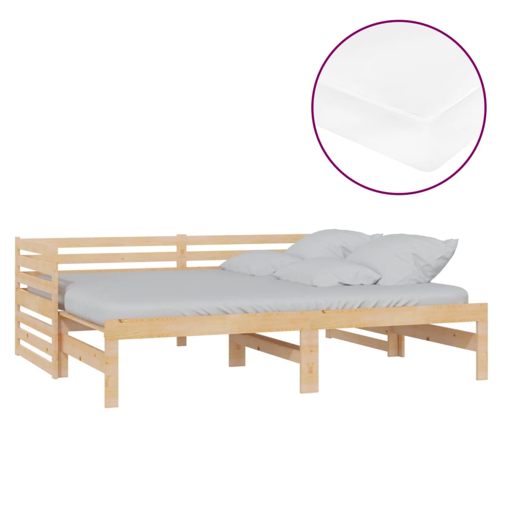 Slaapbank Uitschuifbaar Massief Grenenhout 2X(90X200) Cm
