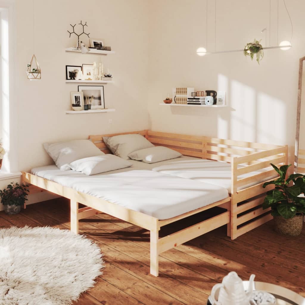 Slaapbank Uitschuifbaar Massief Grenenhout 2X(90X200) Cm