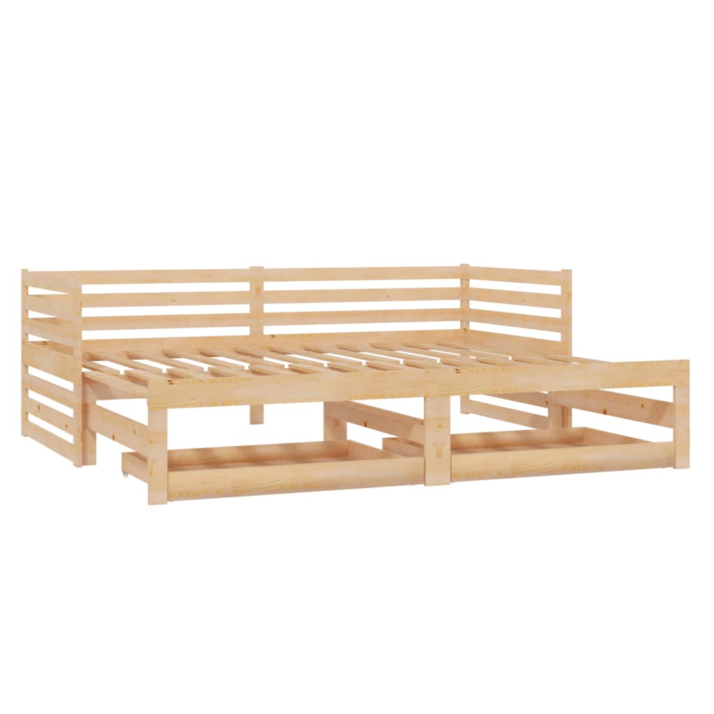 Slaapbank Uitschuifbaar Massief Grenenhout 2X(90X200) Cm
