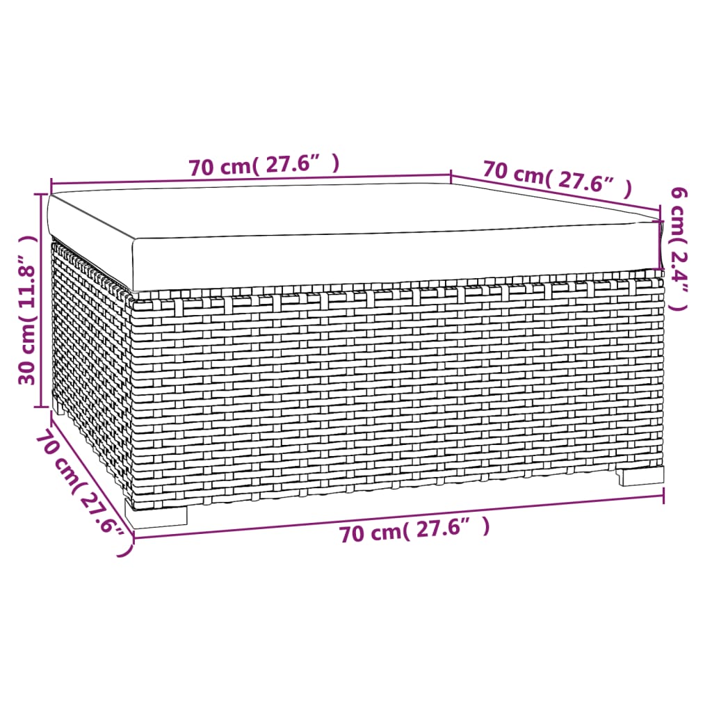 Met Kussen 70X70X30 Cm Poly Rattan