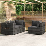 3-Delige Loungeset Met Kussens Poly Rattan