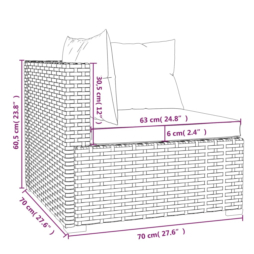 4-Delige Loungeset Met Kussens Poly Rattan Zwart En Waterblauw