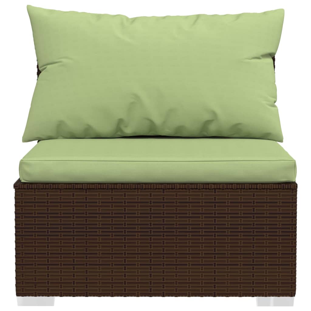 4-Delige Loungeset Met Kussens Poly Rattan Bruin En Groen