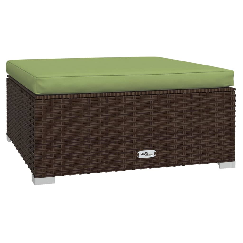 4-Delige Loungeset Met Kussens Poly Rattan Bruin En Groen