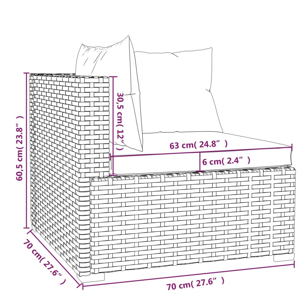 4-Delige Loungeset Met Kussens Poly Rattan Bruin En Groen