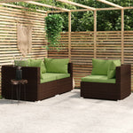 3-Delige Loungeset Met Kussens Poly Rattan