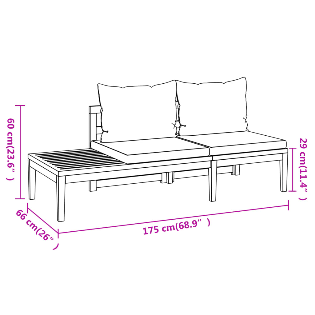 4-Delige Loungeset Met Te Kussens Acaciahout