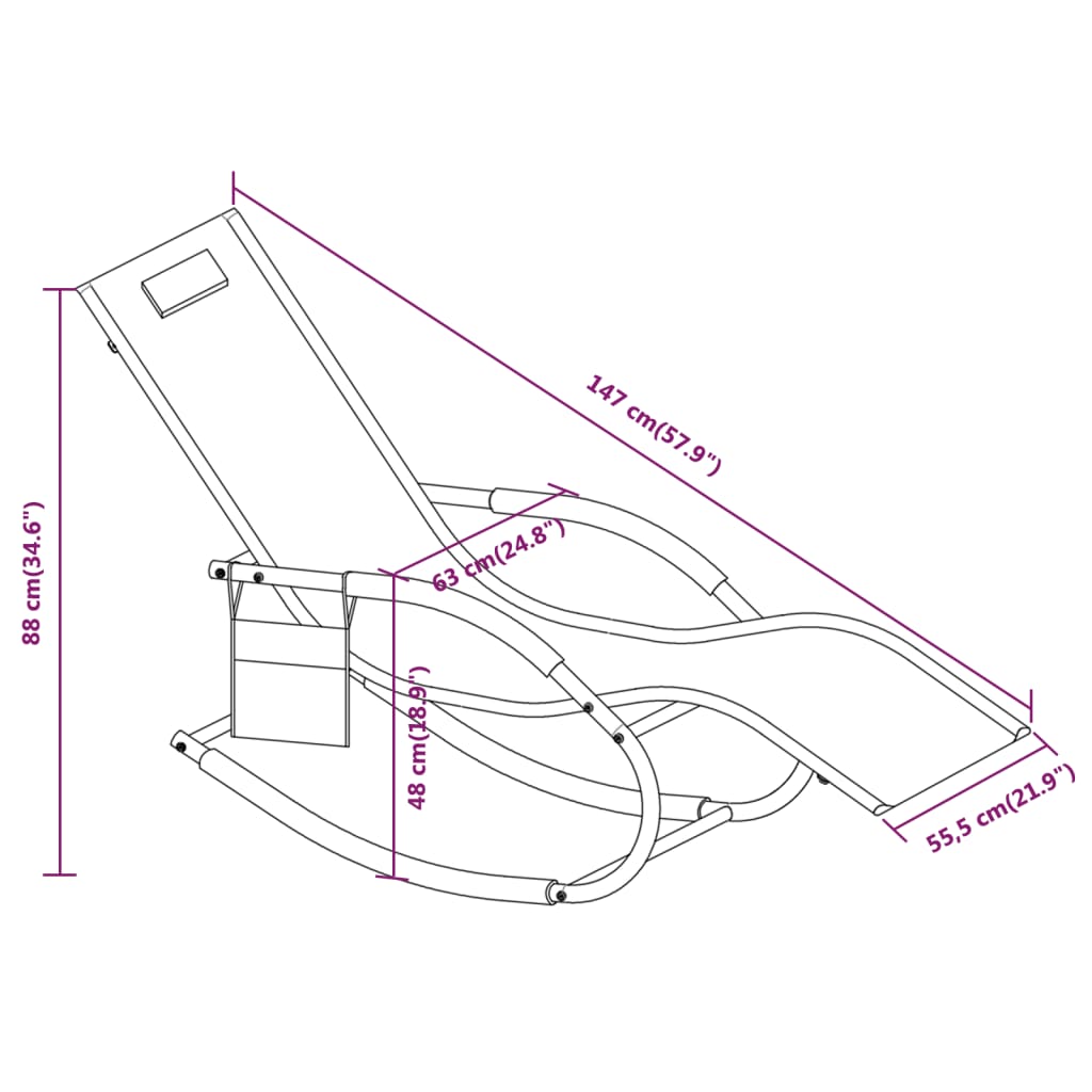 Ligbed Schommelend Staal En Textileen