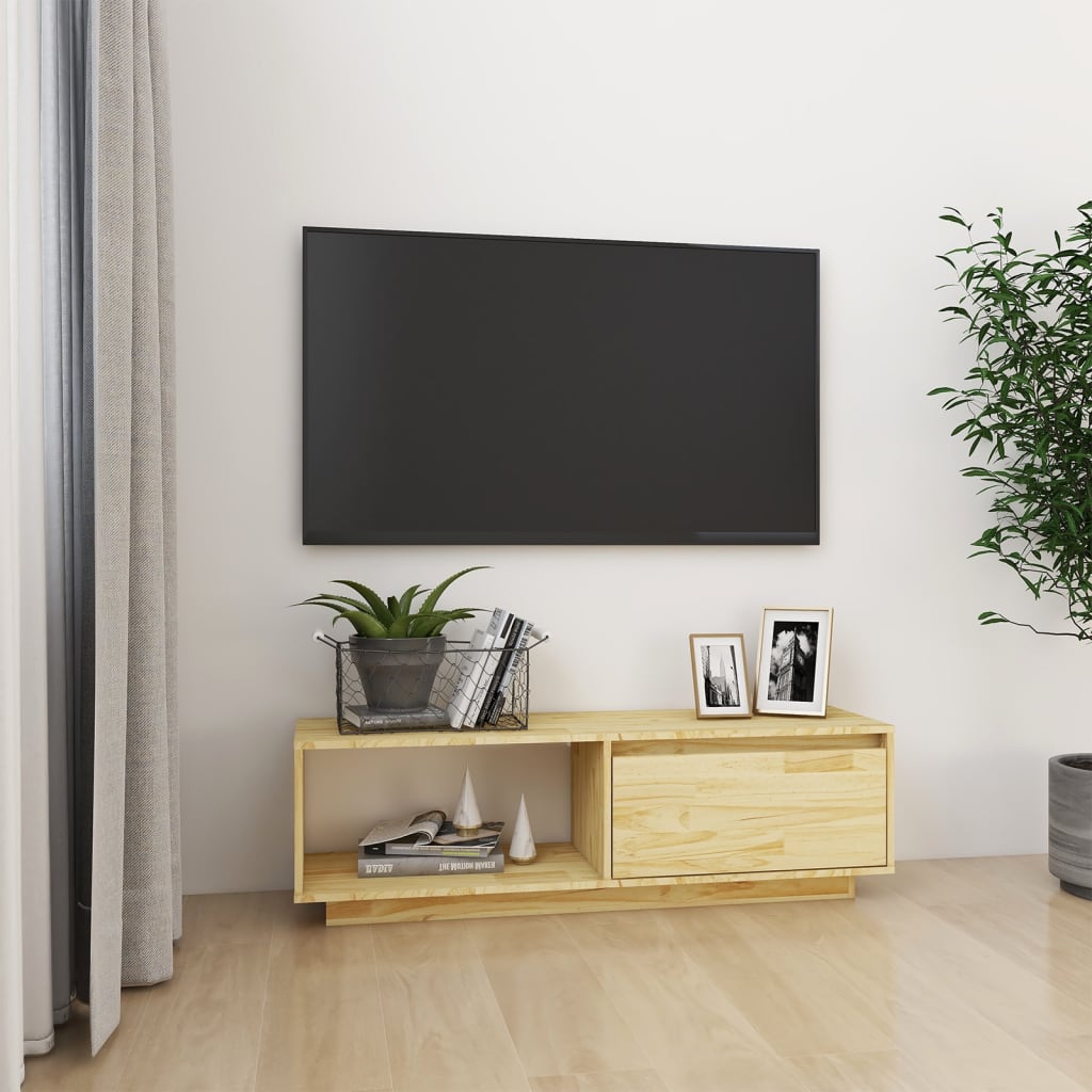 Tv-Meubel 110X30X33,5 Cm Massief Grenenhout