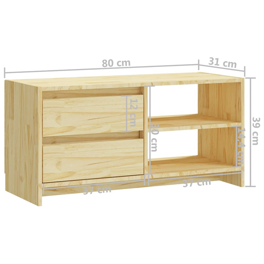 Tv-Meubel 80X3X39 Cm Massief Grenenhout