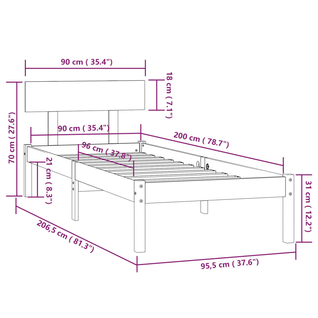 Bedframe Massief Grenenhout