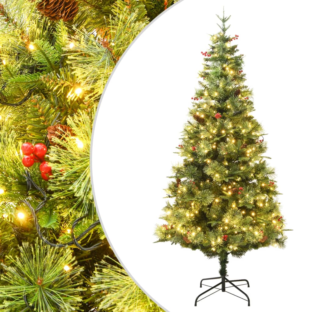 Kerstboom Met Led En Dennenappels 195 Cm Pvc En Pe Groen