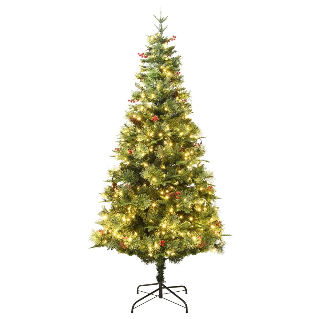 Kerstboom Met Led En Dennenappels 195 Cm Pvc En Pe Groen