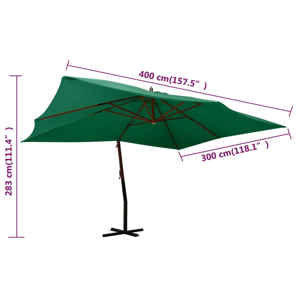 Zweefparasol Met Houten Paal 400X300 Cm