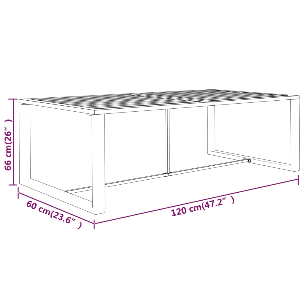 Tuintafel 120X60X66 Cm Aluminium Antracietkleurig Geel