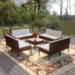 5-Delige Loungeset Met Kussens Poly Rattan Bruin