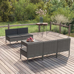5-Delige Loungeset Met Kussens Poly Rattan Grijs