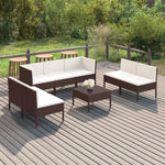 5-Delige Loungeset Met Kussens Poly Rattan Bruin