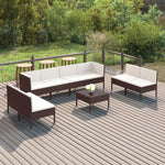 6-Delige Loungeset Met Kussens Poly Rattan Bruin