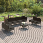 6-Delige Loungeset Met Kussens Poly Rattan Grijs