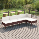 6-Delige Loungeset Met Kussens Poly Rattan Bruin