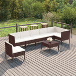 5-Delige Loungeset Met Kussens Poly Rattan Bruin