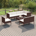 6-Delige Loungeset Met Kussens Poly Rattan Bruin