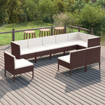 6-Delige Loungeset Met Kussens Poly Rattan Bruin