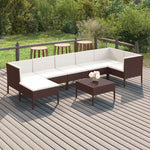 6-Delige Loungeset Met Kussens Poly Rattan Bruin
