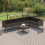 6-Delige Loungeset Met Kussens Poly Rattan Grijs