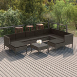 6-Delige Loungeset Met Kussens Poly Rattan Grijs