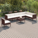 6-Delige Loungeset Met Kussens Poly Rattan Bruin
