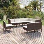 5-Delige Loungeset Met Kussens Poly Rattan Bruin