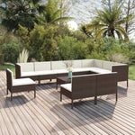 5-Delige Loungeset Met Kussens Poly Rattan Bruin
