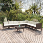 5-Delige Loungeset Met Kussens Poly Rattan Bruin
