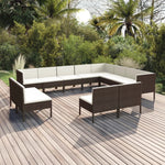 5-Delige Loungeset Met Kussens Poly Rattan Bruin