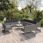 5-Delige Loungeset Met Kussens Poly Rattan Grijs
