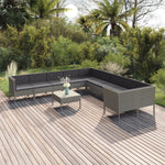 5-Delige Loungeset Met Kussens Poly Rattan Grijs