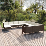 5-Delige Loungeset Met Kussens Poly Rattan Bruin