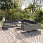 5-Delige Loungeset Met Kussens Poly Rattan Grijs