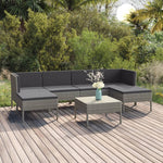 5-Delige Loungeset Met Kussens Poly Rattan Grijs